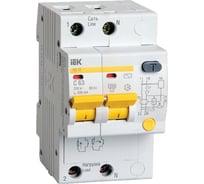 Автоматический выключатель дифферинциального тока IEK АД-12 2п, 4 модуля, C, 63A, 300mA, тип AC, 4.5kA, ИЭК MAD10-2-063-C-300