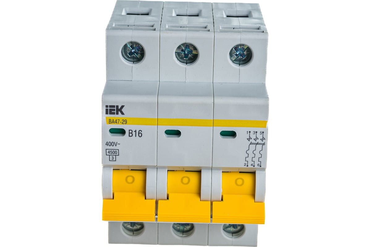 Автоматический модульный выключатель IEK ВА 47-29 3п, B, 16А, 4.5кА .