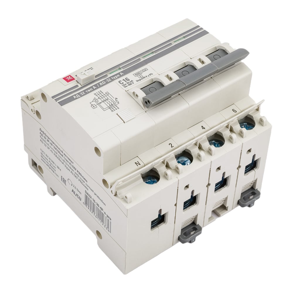 Дифференциальный автомат EKF PROxima АД-32, 3P+N, 16А/30мА, DA32-16-30 ...