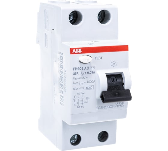 Выключатель дифференциального тока ABB 2п 25А 30мА FH202 2CSF202002R1250
