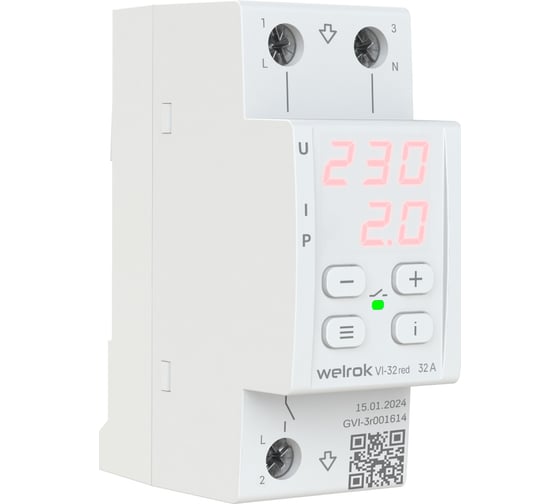 Реле напряжения c контролем тока Welrok VI-32 red 4660251140519
