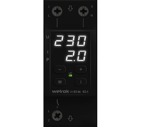Реле напряжения c контролем тока Welrok VI-63 bk 4660251140656