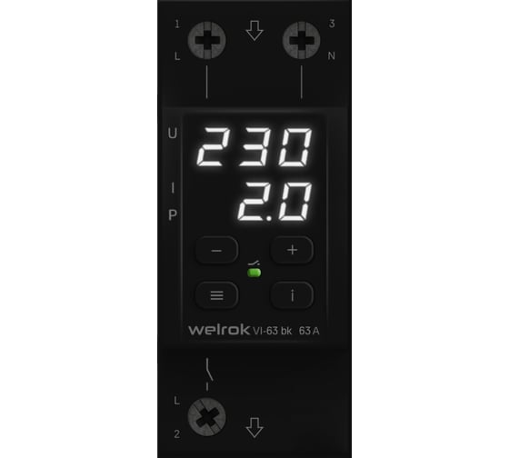 Реле напряжения c контролем тока Welrok VI-63 bk 4660251140656