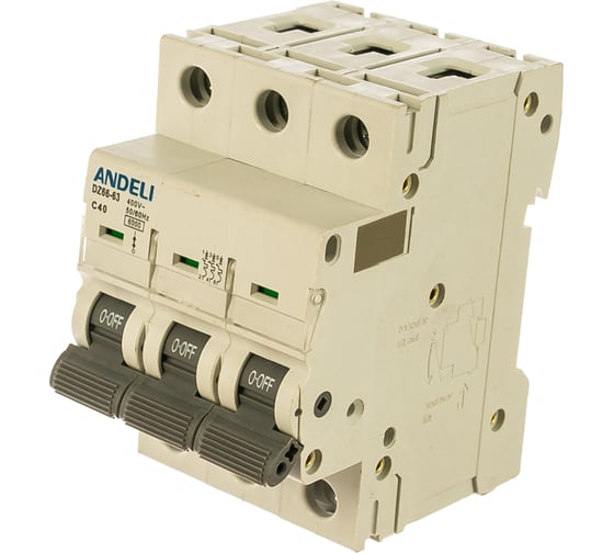 Автоматический выключатель ANDELI DZ66-63/3P 40A 6kA х-ка C ADL01-258 1