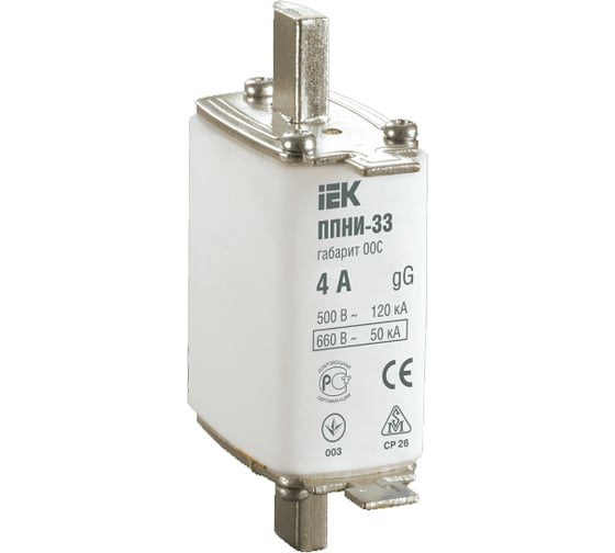 Плавкая вставка предохранителя IEK ППНИ-33, габарит 00С, 4А, ИЭК DPP11-004 1