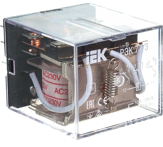 Промежуточное реле IEK, РЭК, 77-3, 10А, 220В, АС, ИЭК RRP10-3-10-220A