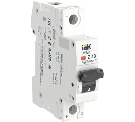 Автоматический выключатель IEK ARMAT M06N-DC, 1P, Z, 40А AR-M06N-1-Z040DC 1