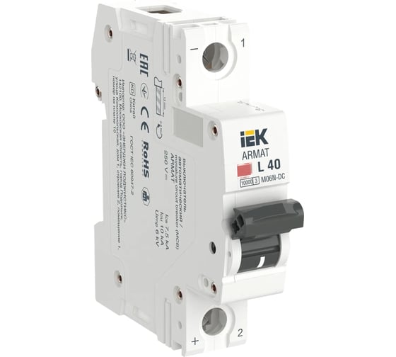 Автоматический выключатель IEK ARMAT M06N-DC, 1P, L, 40А AR-M06N-1-L040DC 1