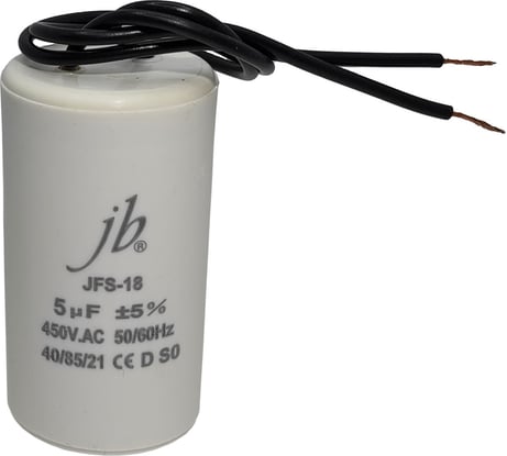 Конденсатор пусковой JB Capacitors, 5мкФ, 450В, 35x65, JFS-18 (гибкие выводы), JFS18A6505J000000B-211