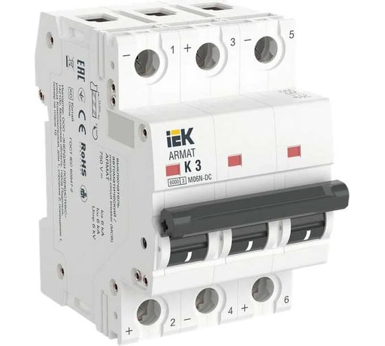 Автоматический выключатль IEK ARMAT M06N-DC 3P K 3А AR-M06N-3-K003DC 1