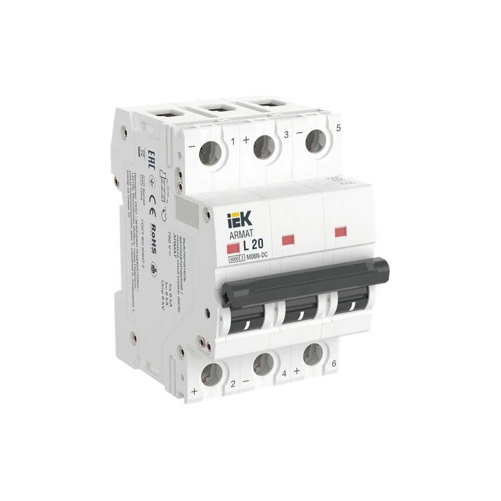 Автоматический выключатль IEK ARMAT M06N-DC 3P L 20А AR-M06N-3-L020DC ...