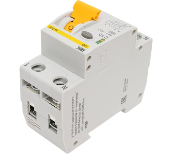 УЗДП c автоматическим выключателем IEK KARAT 1P+N C 10A KA-DP11-1-010-C