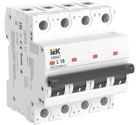 Автоматический выключатель IEK ARMAT M06N-DC 4P L 16А AR-M06N-4-L016DC 1