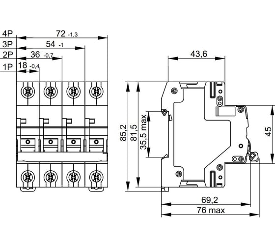 Автоматический выключатель IEK ARMAT M06N-DC 4P Z 63А AR-M06N-4-Z063DC