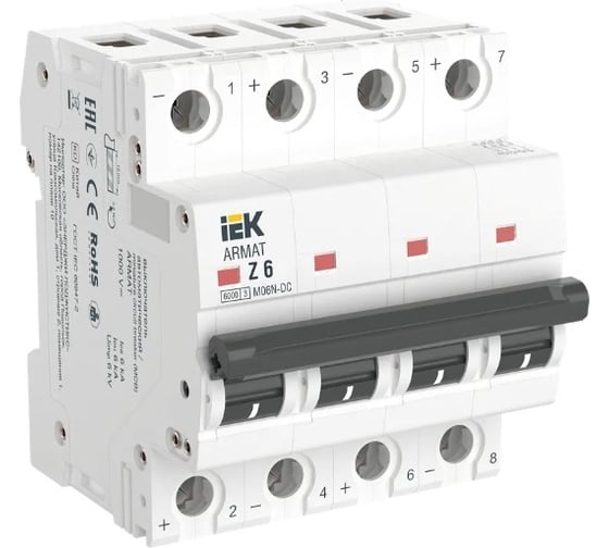 Автоматический выключатель IEK ARMAT M06N-DC 4P Z 6А AR-M06N-4-Z006DC 1