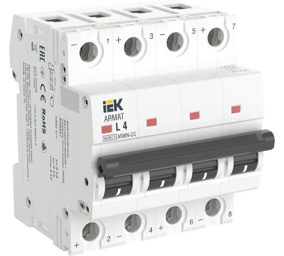Автоматический выключатель IEK ARMAT M06N-DC 4P L 4А AR-M06N-4-L004DC 1