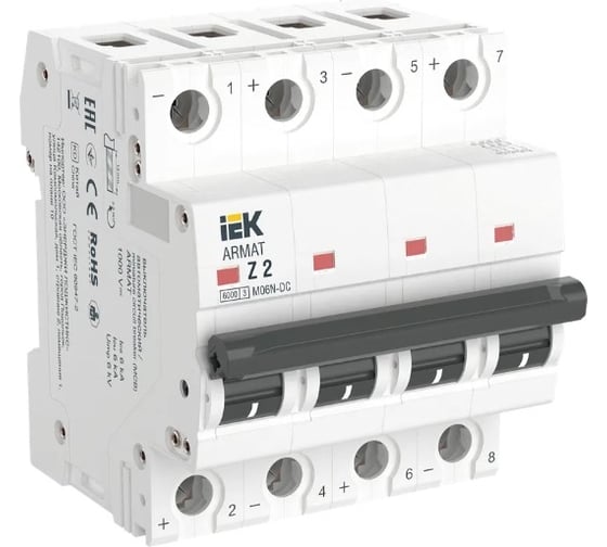 Автоматический выключатель IEK ARMAT M06N-DC 4P Z 2А AR-M06N-4-Z002DC