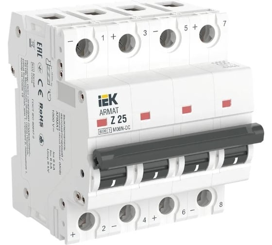 Автоматический выключатель IEK ARMAT M06N-DC 4P Z 25А AR-M06N-4-Z025DC