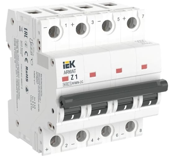 Автоматический выключатель IEK ARMAT M06N-DC 4P Z 1А AR-M06N-4-Z001DC