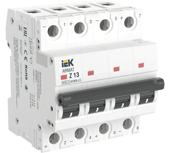 Автоматический выключатель IEK ARMAT M06N-DC 4P Z 13А AR-M06N-4-Z013DC 1