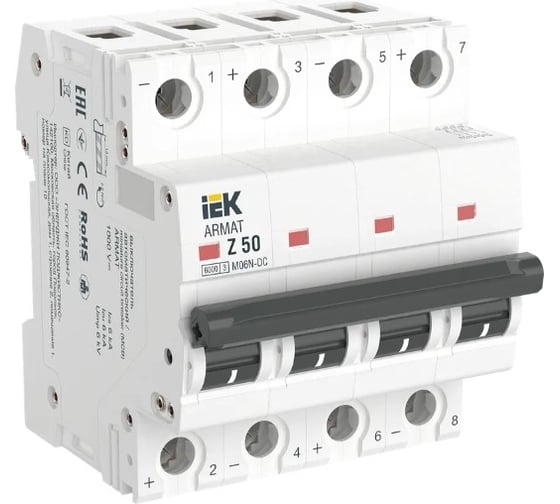 Автоматический выключатель IEK ARMAT M06N-DC 4P Z 50А AR-M06N-4-Z050DC 1
