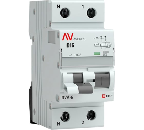 Дифференциальный автомат EKF DVA-6 1P+N 16А 30мА 6кА AVERES SQrcbo*6-1pn-16D-30-ac-av