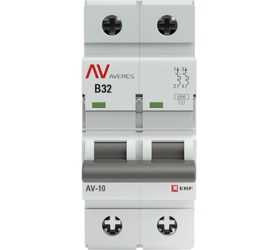 Автоматический выключатель EKF AV-10 2P 32A 10kA AVERES mcb10-2-32B-av