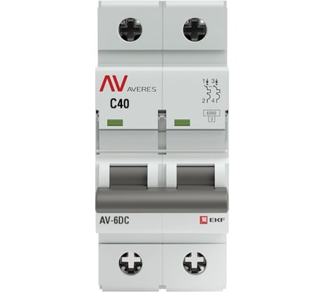 Автоматический выключатель EKF AV-6 DC 2P 40A 6kA AVERES mcb6-DC-2-40C-av