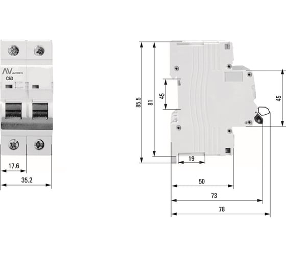 Автоматический выключатель EKF AV-6 DC 2P 40A 6kA AVERES mcb6-DC-2-40C-av