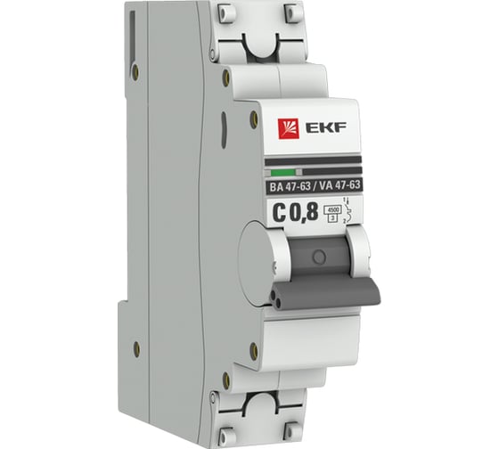 Автоматический выключатель EKF ВА47-63 1P 0.8А 4.5kA PROxima SQmcb4763-1-0.8C-pro 1