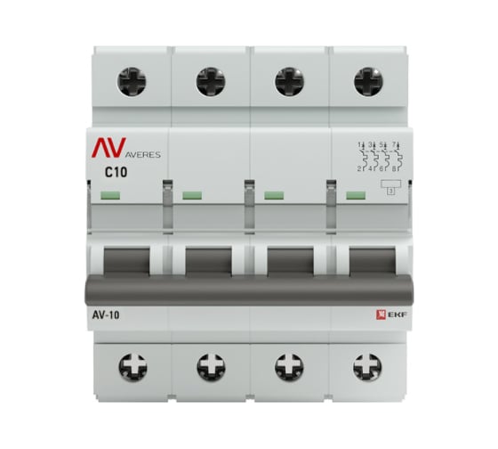Автоматический выключатель EKF AVERES AV-10 4P 10A 10kA mcb10-4-10C-av