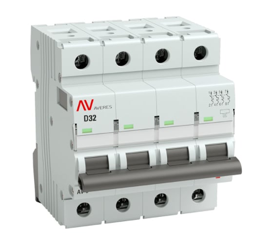 Автоматический выключатель EKF AVERES AV-10 4P 32A 10kA mcb10-4-32D-av 1
