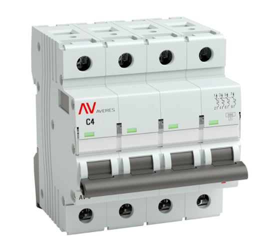 Автоматический выключатель EKF AVERES AV-6, DC, 4P, 4A, 6kA, mcb6-DC-4-04C-av 1