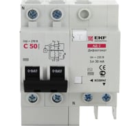 Дифференциальный автомат EKF АД-2 16А/30мА, 4,5кА, SQ DA2-16-30