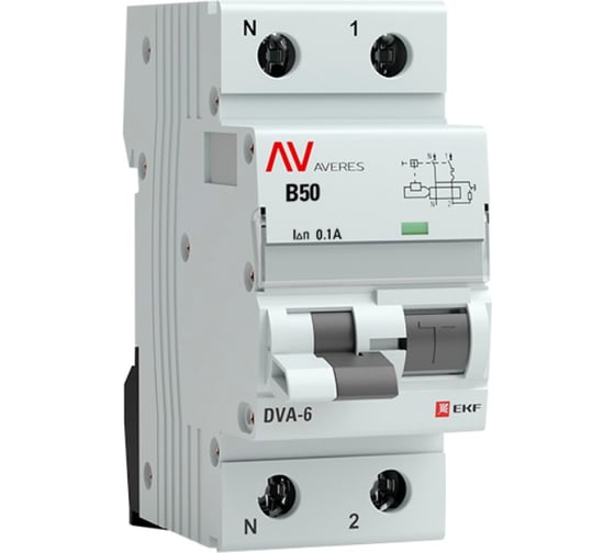 Дифференциальный автомат EKF DVA-6 1P+N 50А 100мА 6кА AVERES SQrcbo6-1pn-50B-100-ac-av