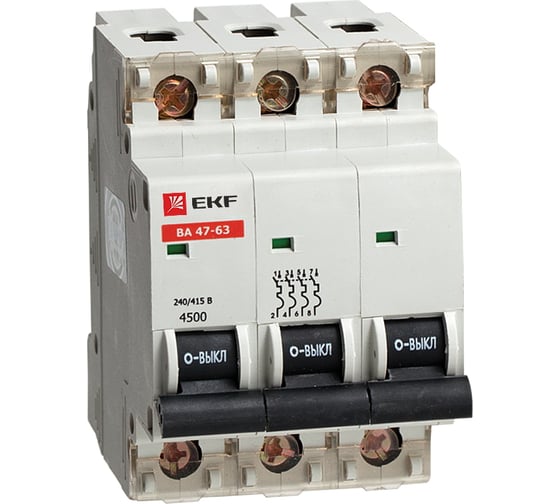 Автоматический выключатель EKF 3P, 13А, 4.5kA, ВА47-63, SQmcb4763-3-13C 1