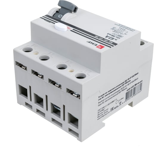 Устройство защитного отключения EKF УЗО ВД-100, 4P, 63А/300мА, PROxima, SQ elcb-4-63-300-em-pro