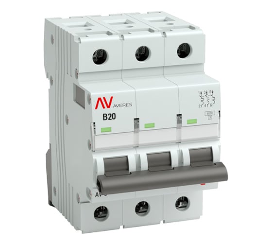 Автоматический выключатель EKF AVERES AV-10, 3P, 20A, 10kA mcb10-3-20B-av 1