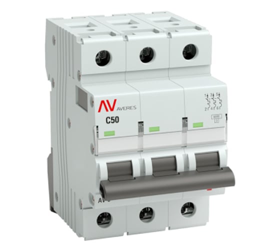 Автоматический выключатель EKF AVERES AV-10 3P, 50A, 10kA mcb10-3-50C-av 1