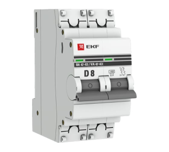 Автоматический выключатель EKF PROxima ВА 47-63 2P, 8А, 4,5kA, mcb4763-2-08D-pro