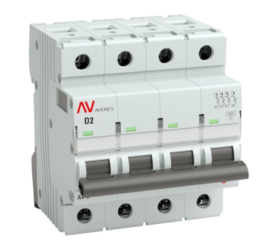Автоматический выключатель EKF AVERES AV-6, 4P, 2A, 6kA mcb6-4-02D-av