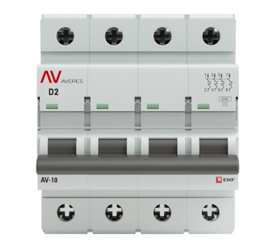 Автоматический выключатель EKF AVERES AV-6, 4P, 2A, 6kA mcb6-4-02D-av