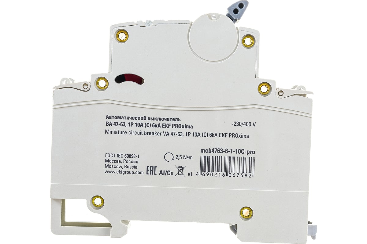 Автоматический выключатель EKF 1P 10А (C) 6кА ВА 47-63 PROxima mcb4763 ...