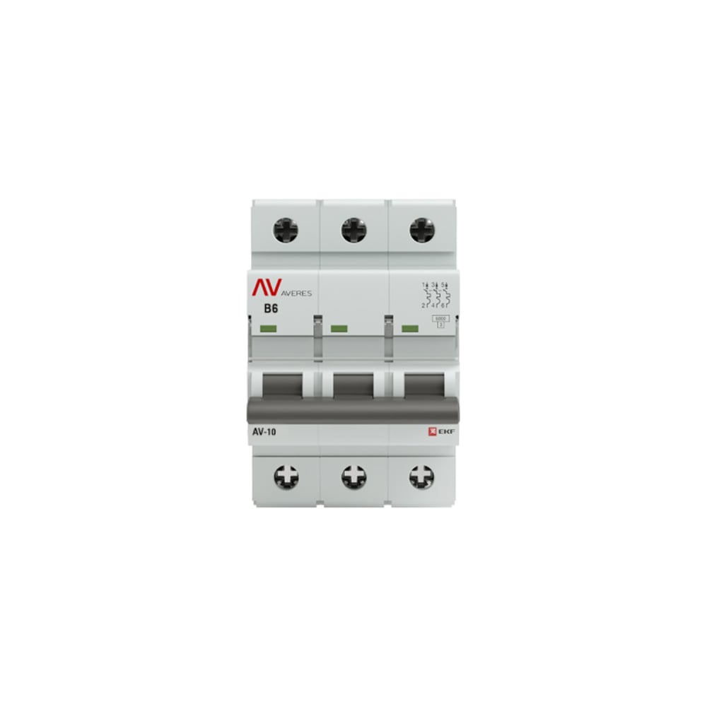 Автоматический выключатель EKF AVERES AV-10, 3P, 6A, 10kA mcb10-3-06B ...