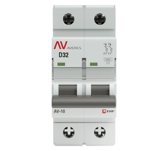 Автоматический выключатель EKF AVERES AV-6, 2P, 32A, 6kA mcb6-2-32D-av