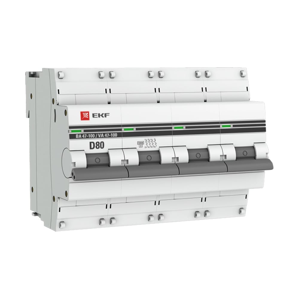 Автоматический выключатель EKF 4P 80А 10kA ВА 47-100 PROxima mcb47100-4 ...