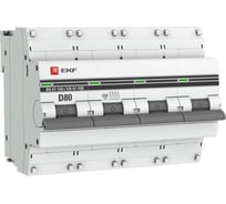 Автоматический выключатель EKF 4P 80А 10kA ВА 47-100 PROxima mcb47100-4-80D-pro