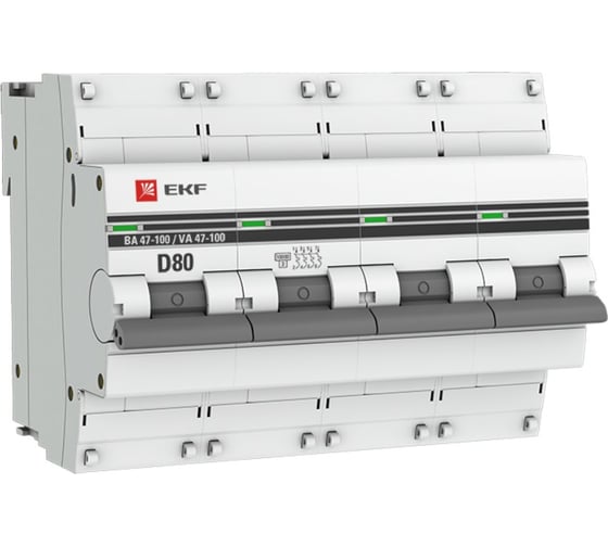 Автоматический выключатель EKF 4P 80А 10kA ВА 47-100 PROxima mcb47100-4-80D-pro 1