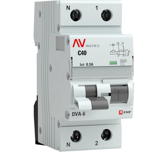 Дифференциальный автомат EKF DVA-6 1P+N 40А 100мА 6кА AVERES SQrcbo*6-1pn-40C-100-ac-av