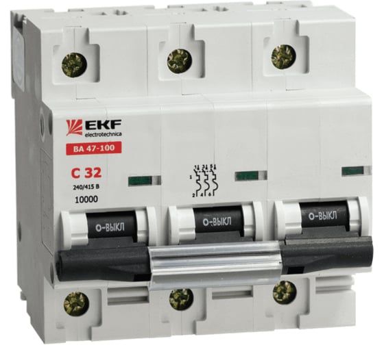 Автоматический выключатель EKF ВА 47-100, 3P, 40А, 10kA SQmcb47100-3-40C